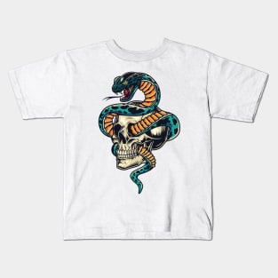 Skull With Snake Artwork Kids T-Shirt